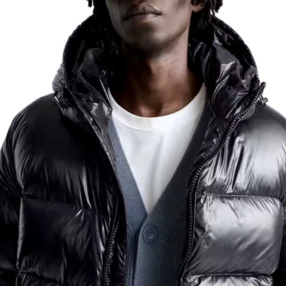 Men's Short Puffer Jacket | Hooded & Glossy Finish 6