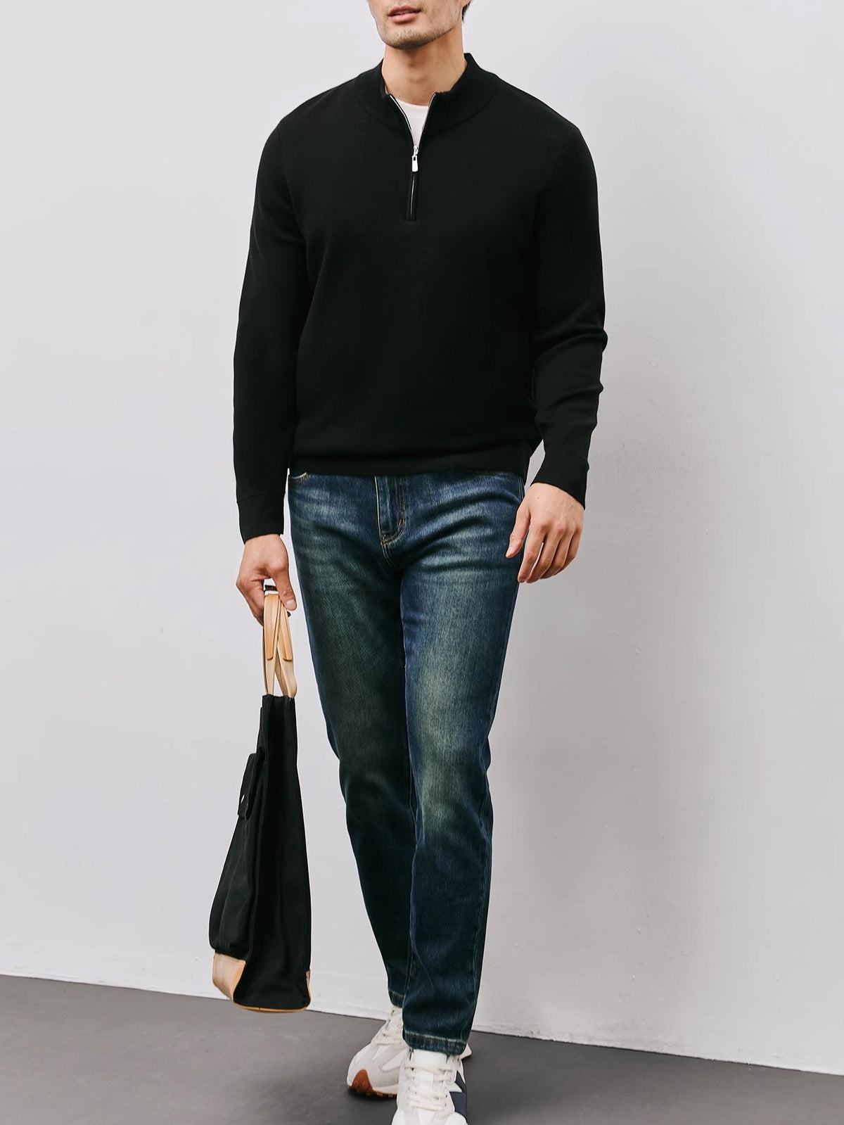 Men's Quarter Zip Sweater | Stand Collar & Lightweight Warmth 2