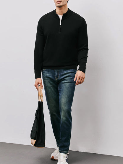 Men's Quarter Zip Sweater | Stand Collar & Lightweight Warmth 2