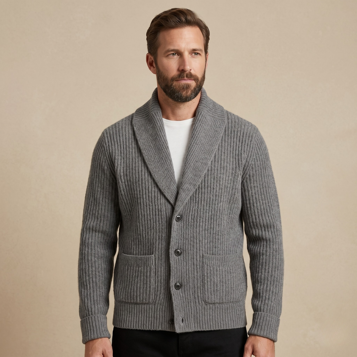 Men's Chunky Knit Cardigan | Shawl Collar & Warm 2