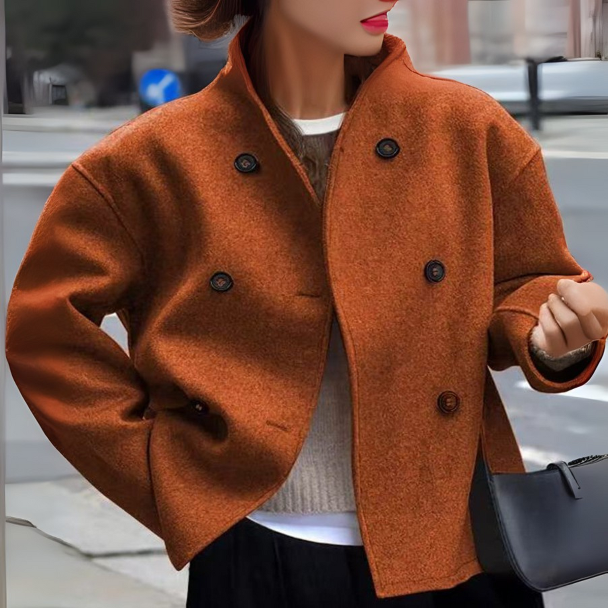 Women's Long Sleeve Coat | Stand Collar & Cosy Warmth 5