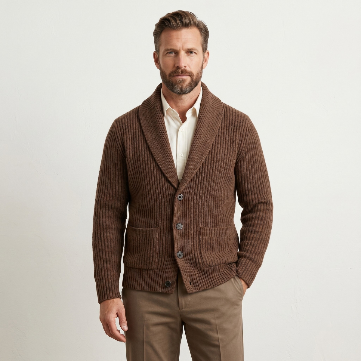 Men's Chunky Knit Cardigan | Shawl Collar & Warm 4