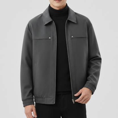 Men's Bomber Jacket Structured Collar Elastic Cuffs Panel 10