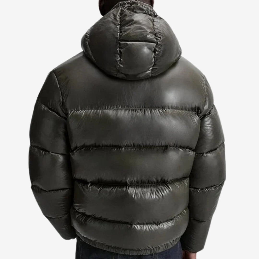 Men's Short Puffer Jacket | Hooded & Glossy Finish 5