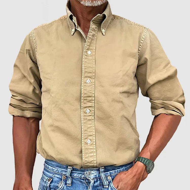 Men's Long Sleeve Button Up Shirt Wrinkle Resistant Easy Care 1