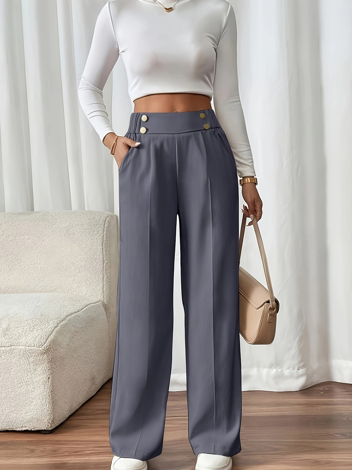 Women's Wide-Leg Trousers | High-Waisted & All-Day Comfort 9