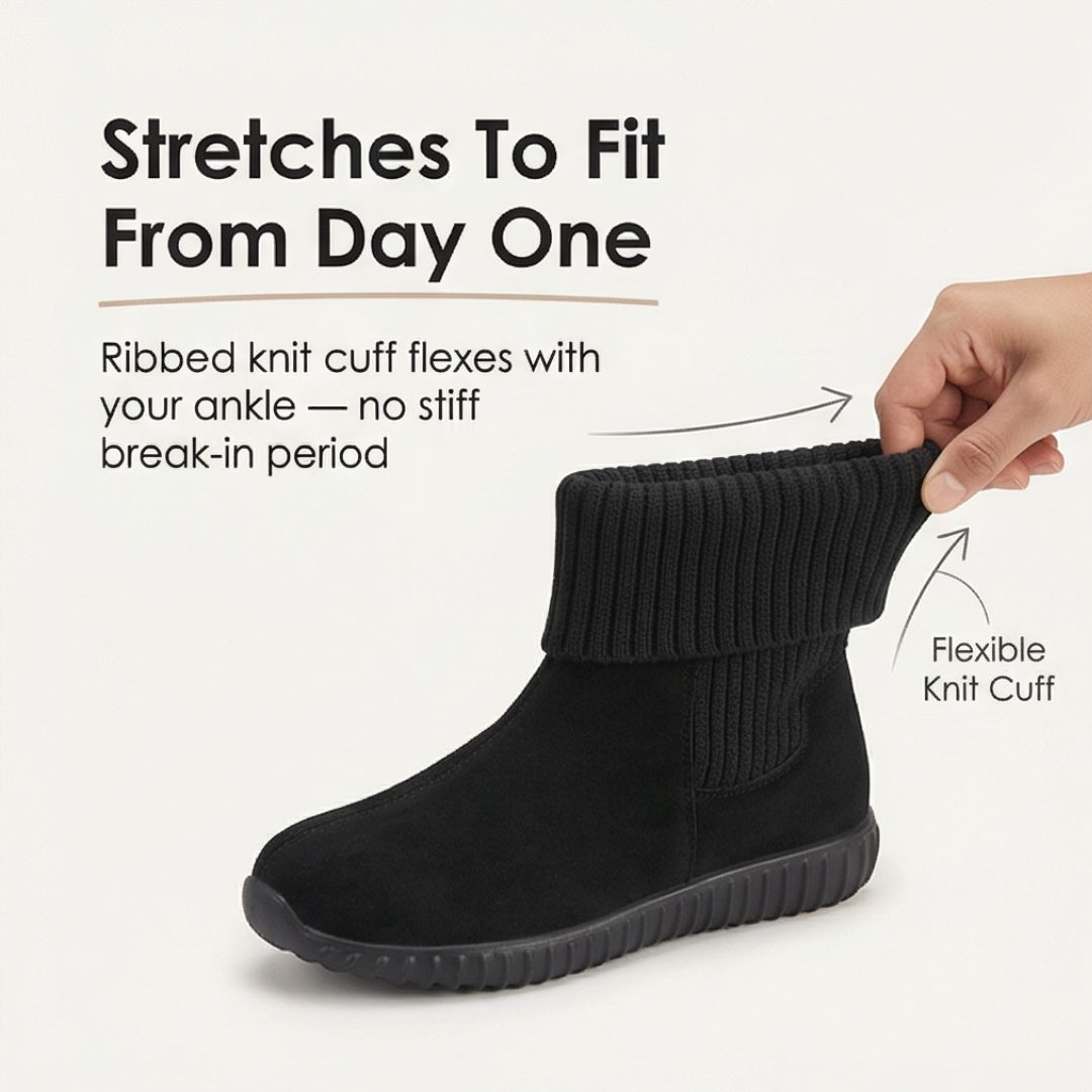 Women's Knit Cuff Ankle Booties | Slip-On & Lined 5