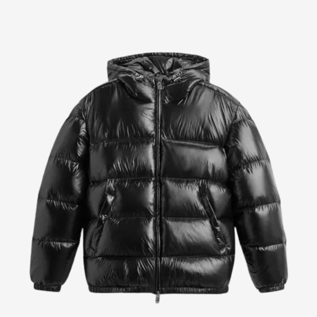 Men's Short Puffer Jacket | Hooded & Glossy Finish 1