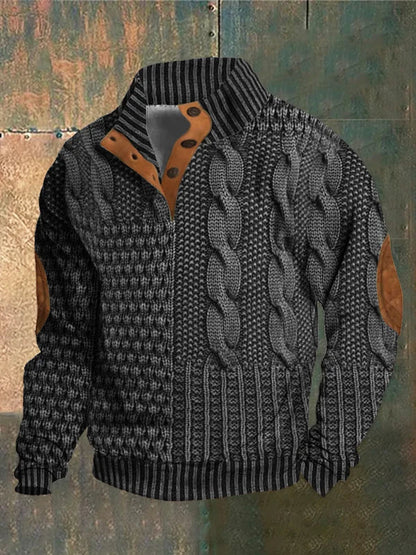 Men's Sweater | Button Neck Cable Knit 7