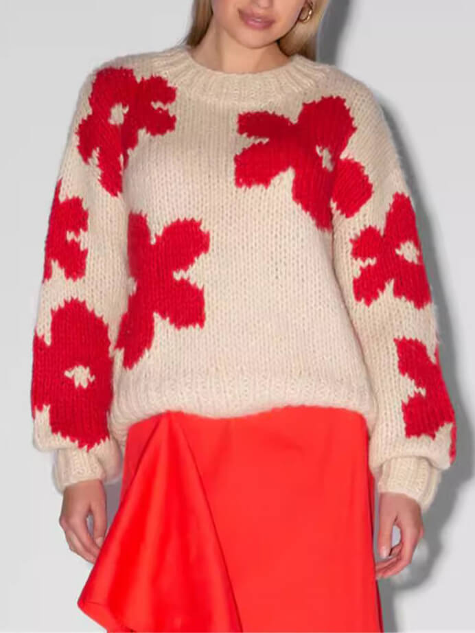 All-Match Crew Neck Floral Sweater DressSoul