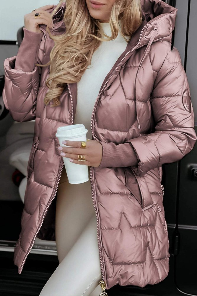 Women's Hooded Quilted Puffer Jacket Long Padded Coat 11