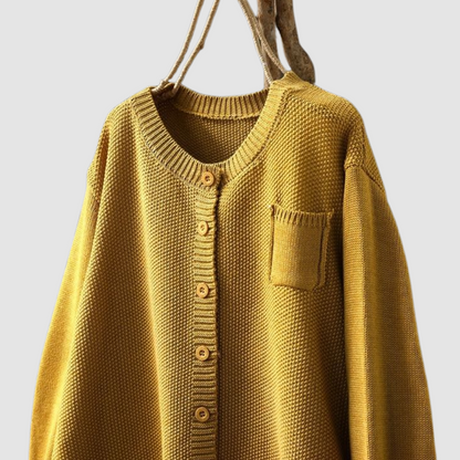 Women's Relaxed Fit Knit Cardigan Chest Pocket Jumper 3