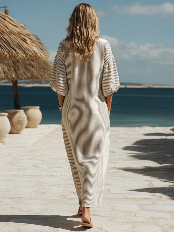 Amelia | Women's Striped Button-Down Midi Dress 4