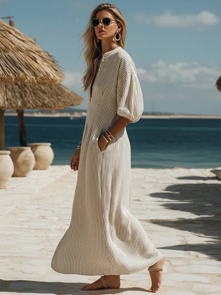 Amelia | Women's Striped Button-Down Midi Dress 5