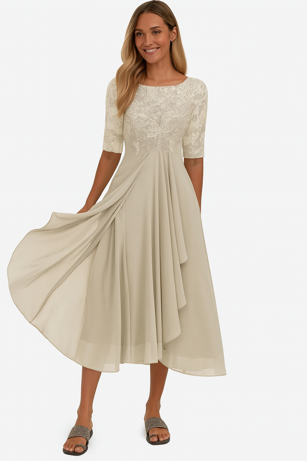 Ariel | Women A Line Lace Midi Dress 0