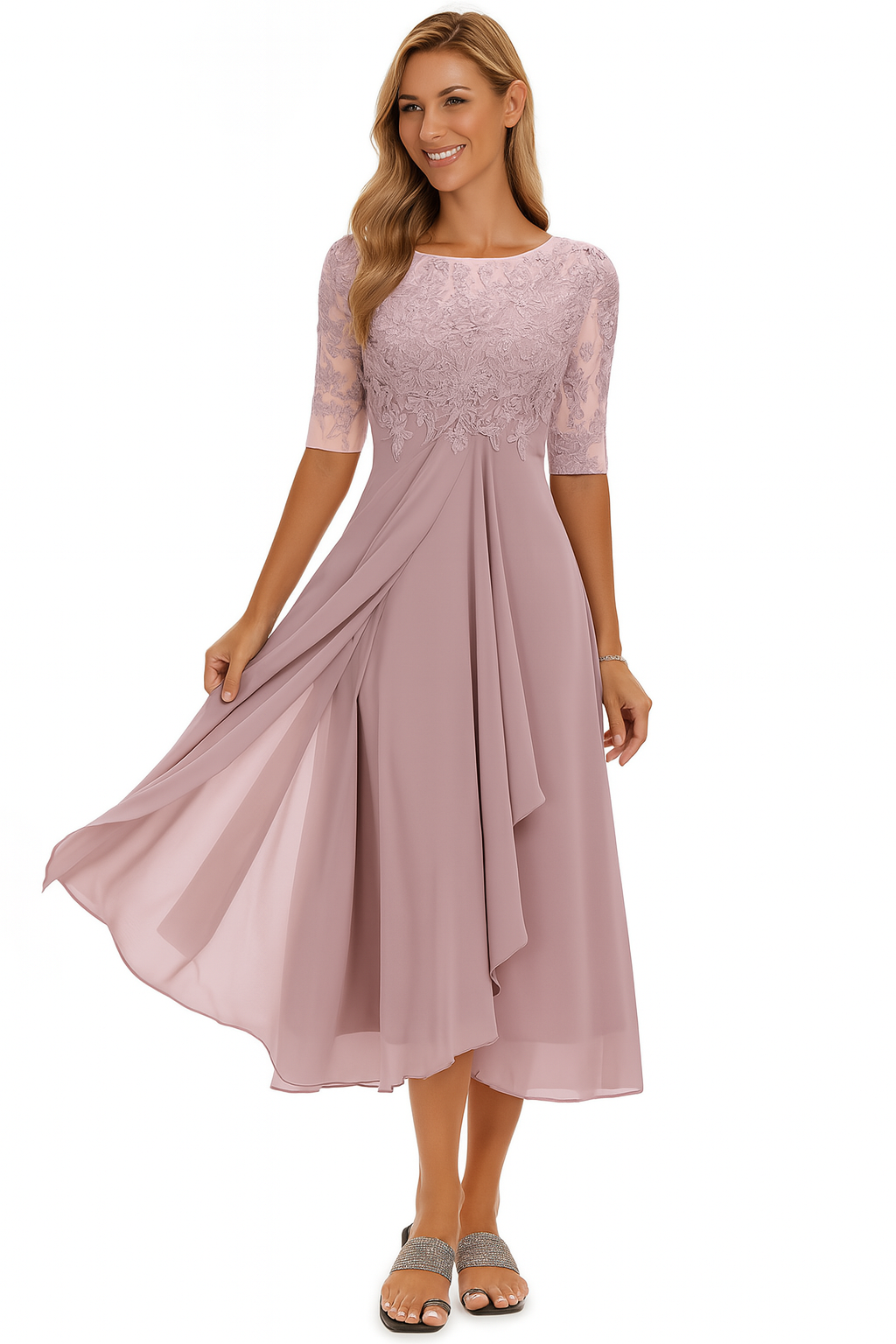 Ariel | Women A Line Lace Midi Dress 1