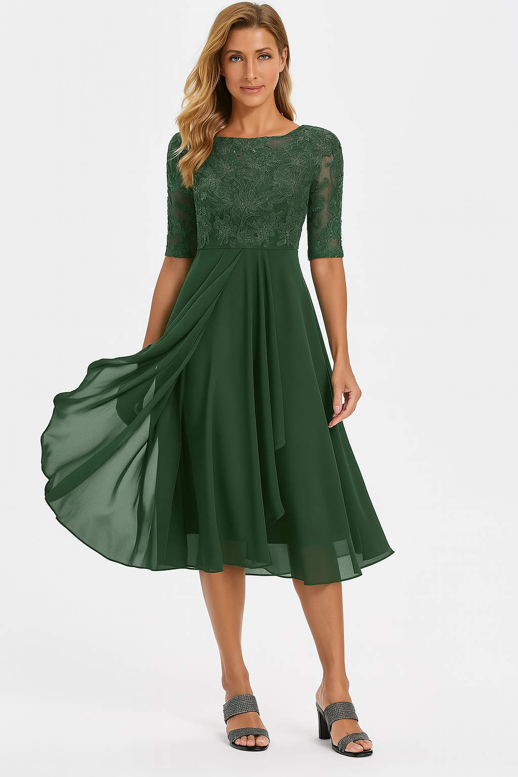 Ariel | Women A Line Lace Midi Dress 2