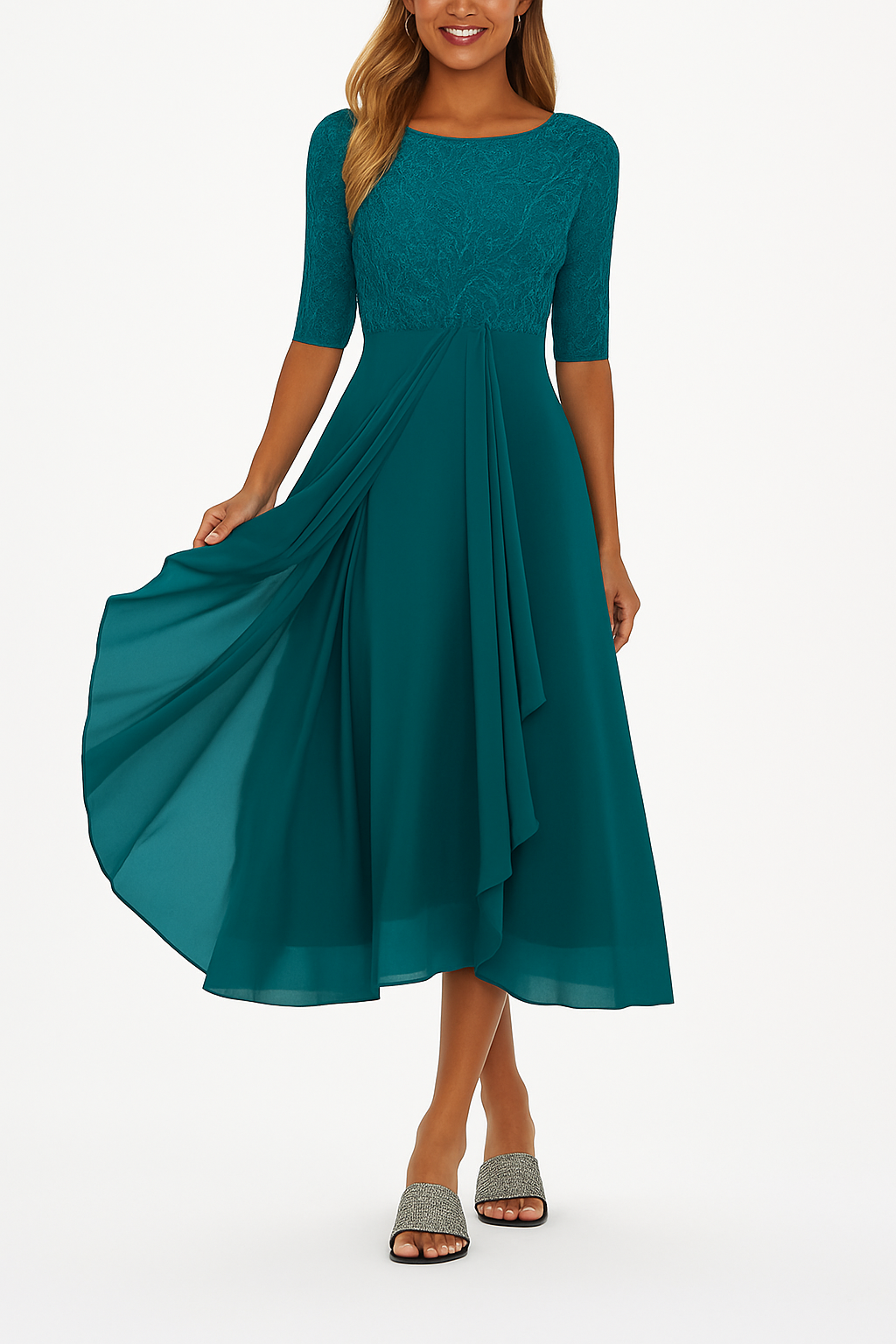 Ariel | Women A Line Lace Midi Dress 5