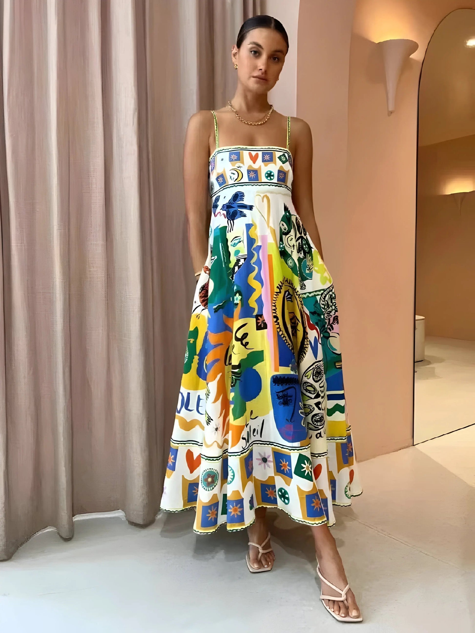 Art-Inspired Linen Summer Dress for Women – Breezy & Stylish 0