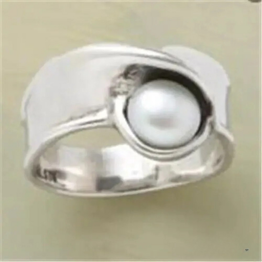 Artisan Crafted Pearl Inlay Ring for Weddings
