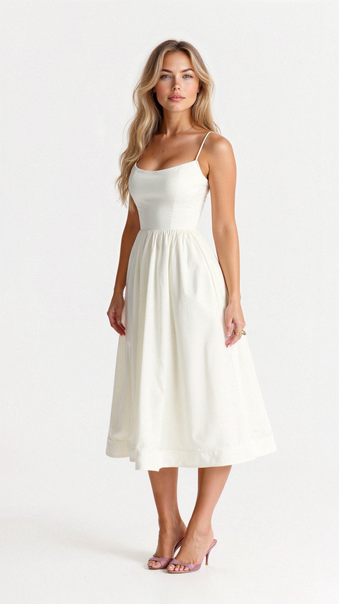 Ascot Style A-Line Midi Dress for Special Occasions