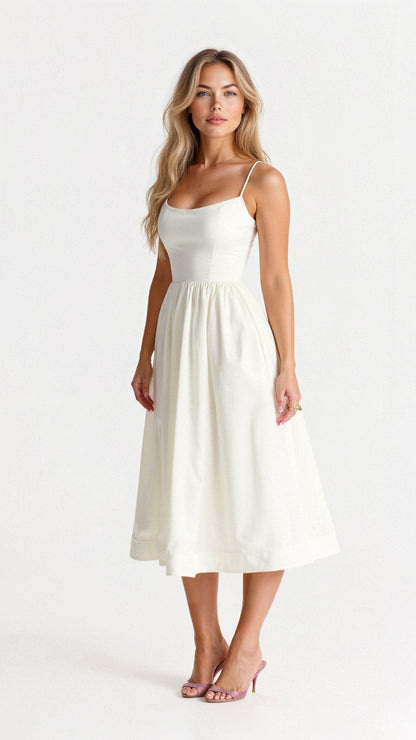 Ascot Style A-Line Midi Dress for Special Occasions