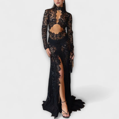 Azalea Midnight Elegance Sheer Cutout Maxi Dress for Special Occasions
