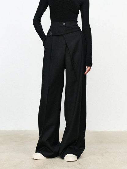Women's Wide Leg Trousers | Asymmetric Waistband Design 5