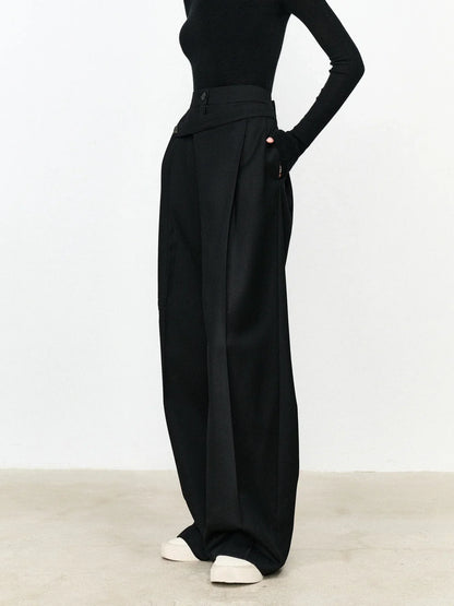Women's Wide Leg Trousers | Asymmetric Waistband Design 3