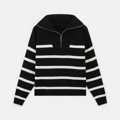 Women's Striped Polo Sweater | Half-Zip & Lightweight Comfort 5