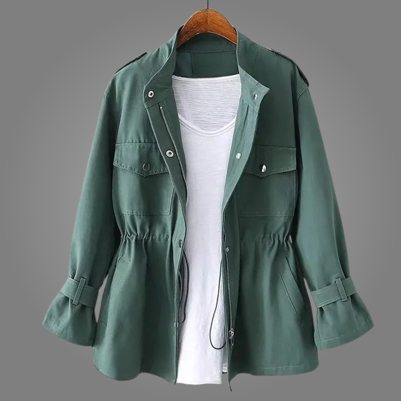 Women's Utility Overcoat Drawstring Tie Stand Collar 6