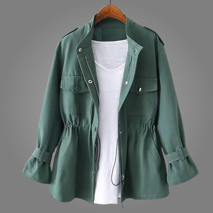 Women's Utility Overcoat Drawstring Tie Stand Collar 6