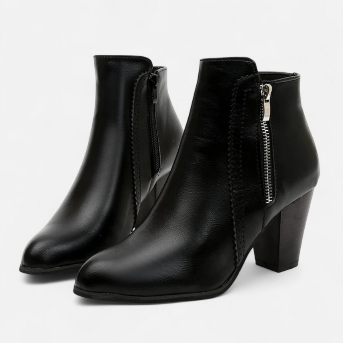 Women's Block Heel Ankle Boots Side Zip Non Slip Sole 4