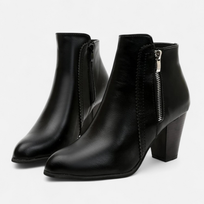 Women's Block Heel Ankle Boots Side Zip Non Slip Sole 4