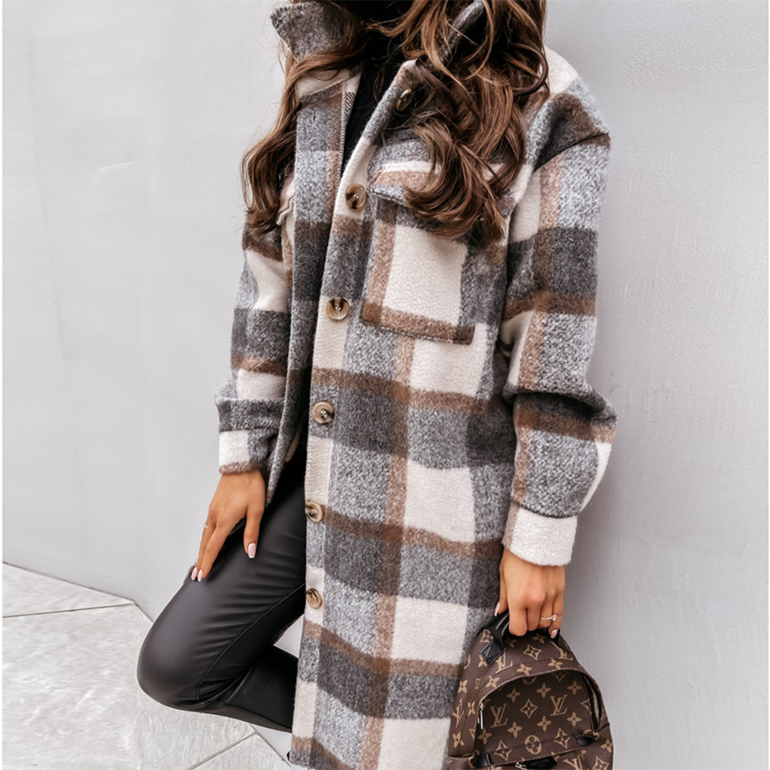 Women's Long Plaid Coat | Breathable & Stylish 5