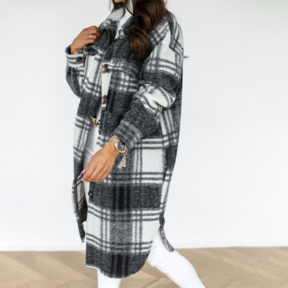Women's Long Plaid Coat | Breathable & Stylish 8