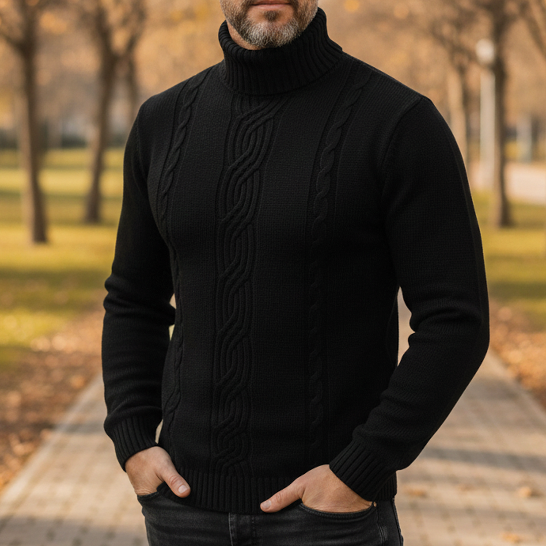 Men's Cable Knit Turtleneck Sweater | Warm & Cosy 4