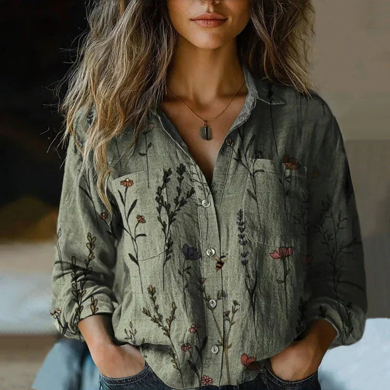 Blouse Women's | Bohemian Vintage Print & Long Sleeve
