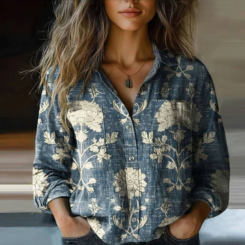 Blouse Women's | Bohemian Vintage Print & Long Sleeve