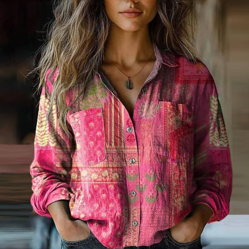 Blouse Women's | Bohemian Vintage Print & Long Sleeve