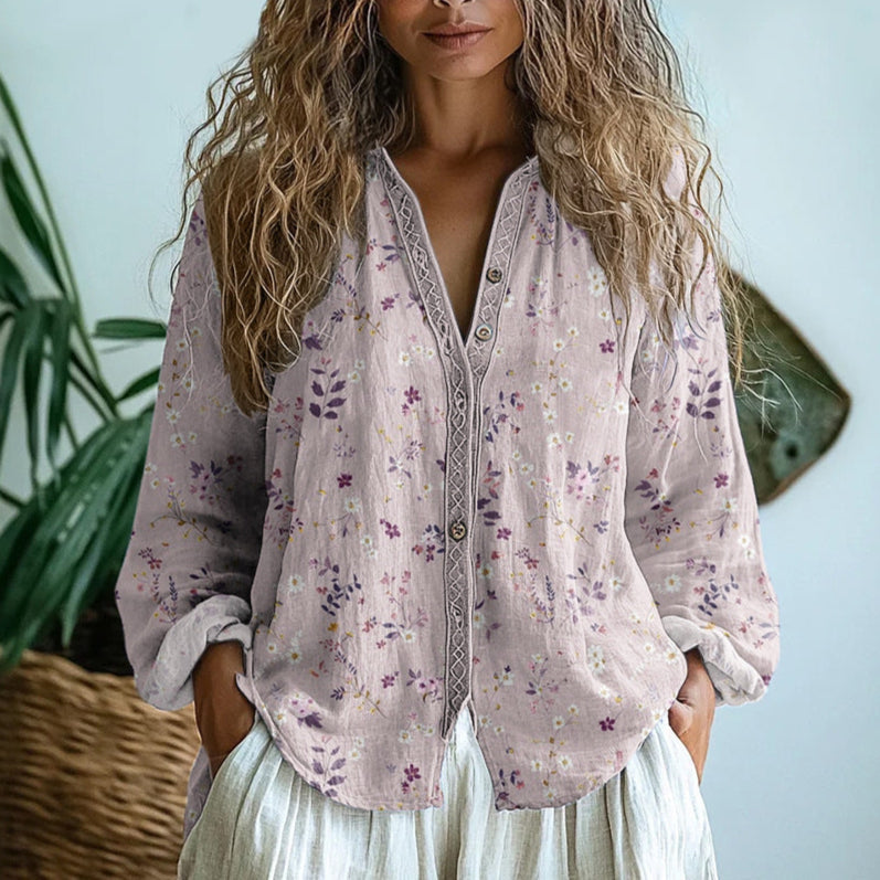 Blouse Women's | Boho Print & Relaxed V-Neck