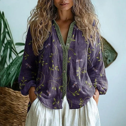 Blouse Women's | Boho Print & Relaxed V-Neck