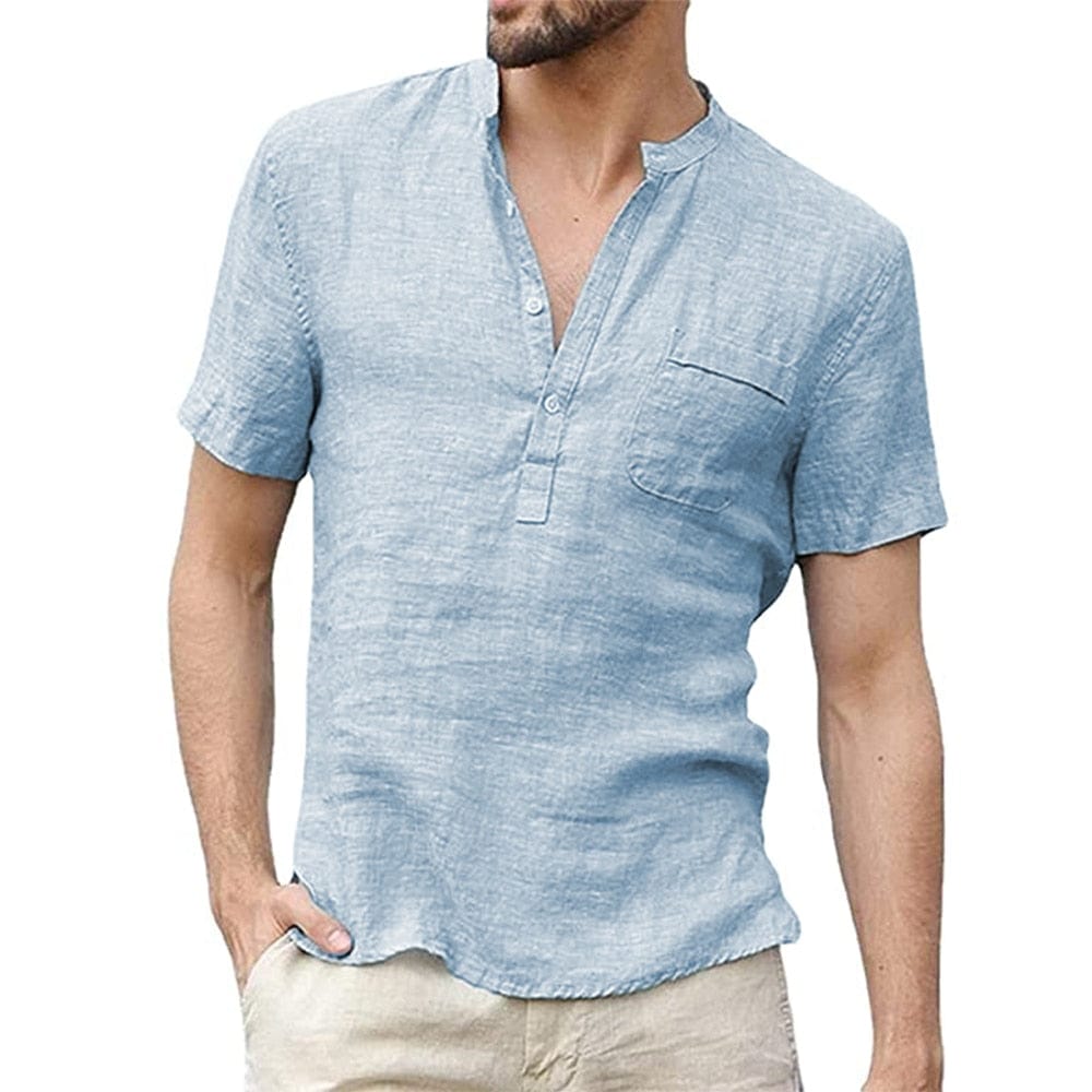 Breathable short-sleeved linen shirt 1