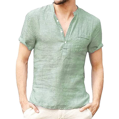 Breathable short-sleeved linen shirt 3