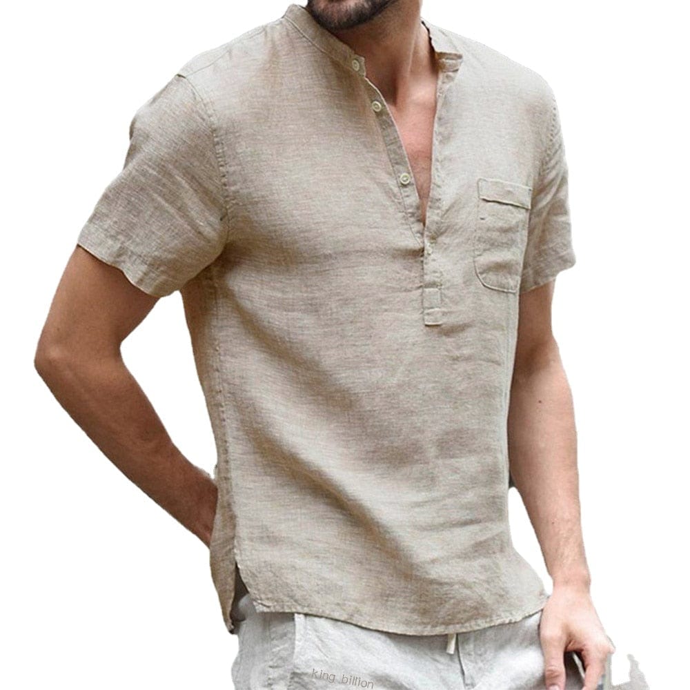 Breathable short-sleeved linen shirt 4