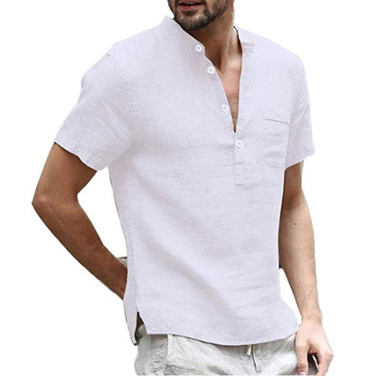 Breathable short-sleeved linen shirt 5