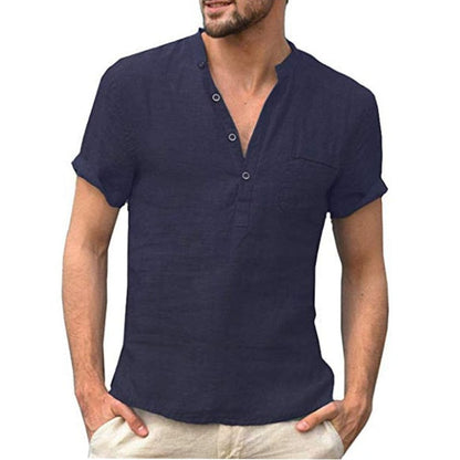 Breathable short-sleeved linen shirt 6
