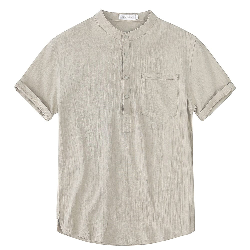 Breathable short-sleeved linen shirt 7