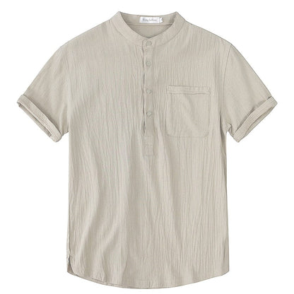 Breathable short-sleeved linen shirt 7