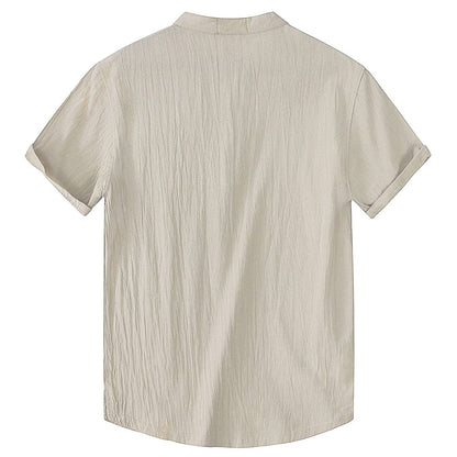 Breathable short-sleeved linen shirt 8